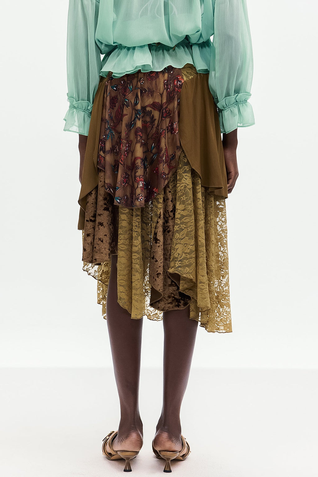 Bolortuyaa Lace Patchwork Midi Skirt