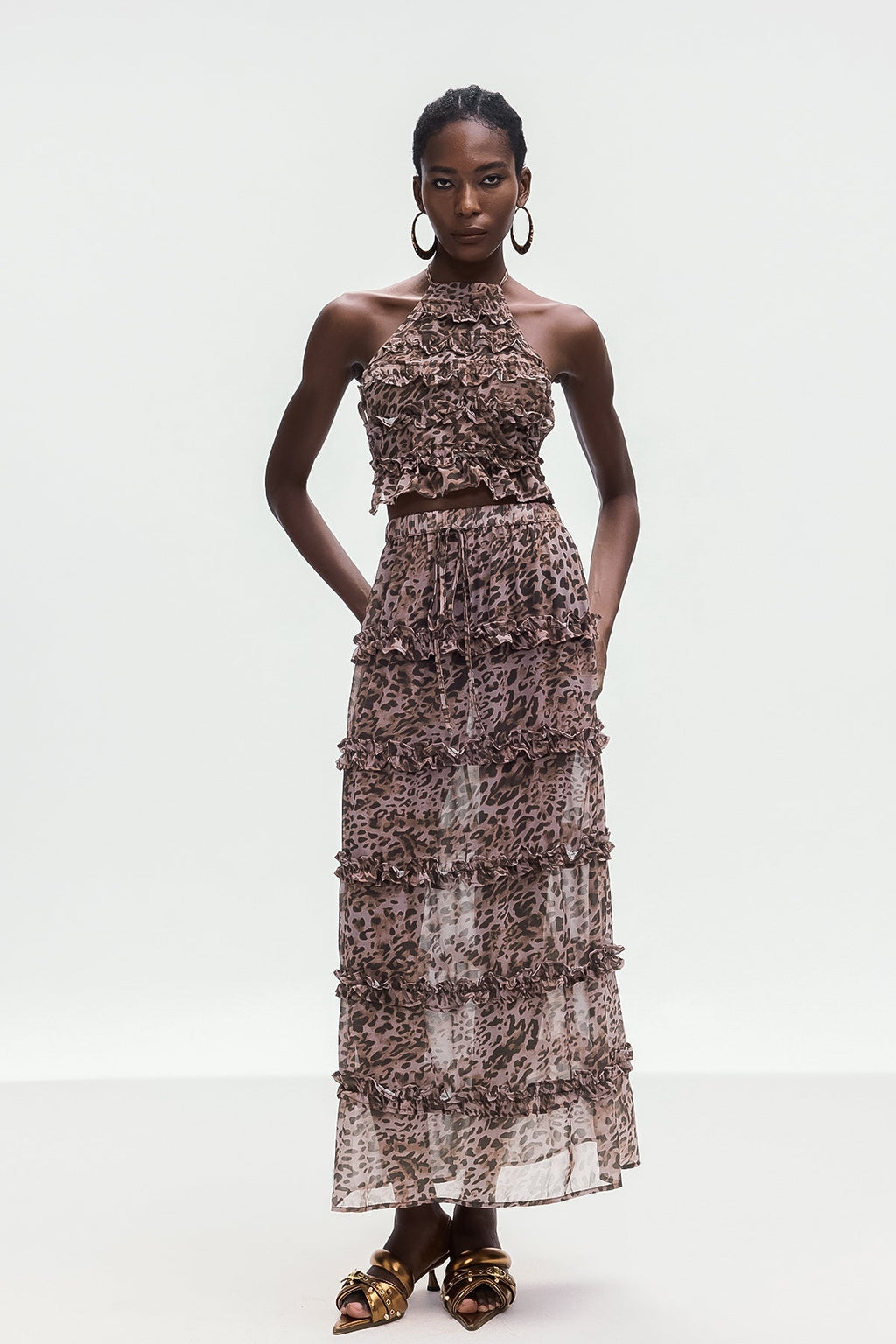 Boniface Leopard Ruffle Skirt Set