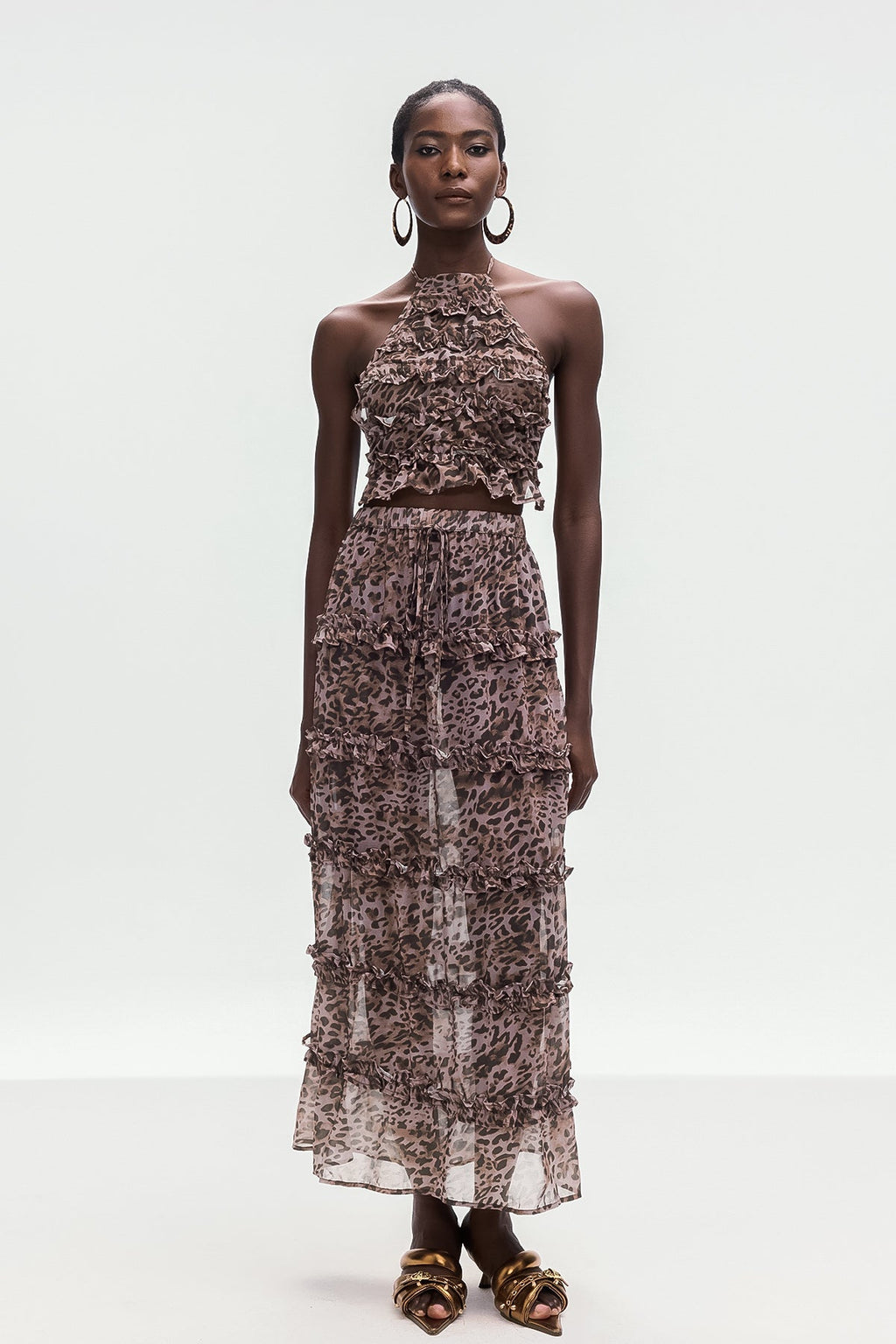 Boniface Leopard Ruffle Skirt Set