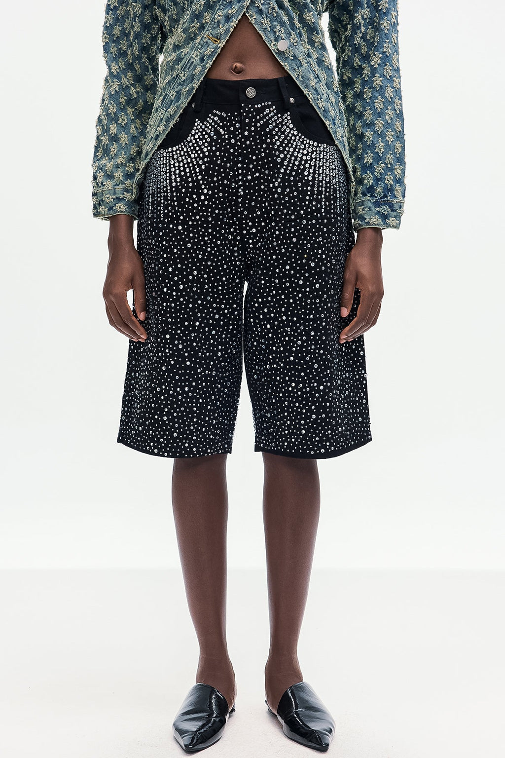 Bonifacy Rhinestone Midi Jeans