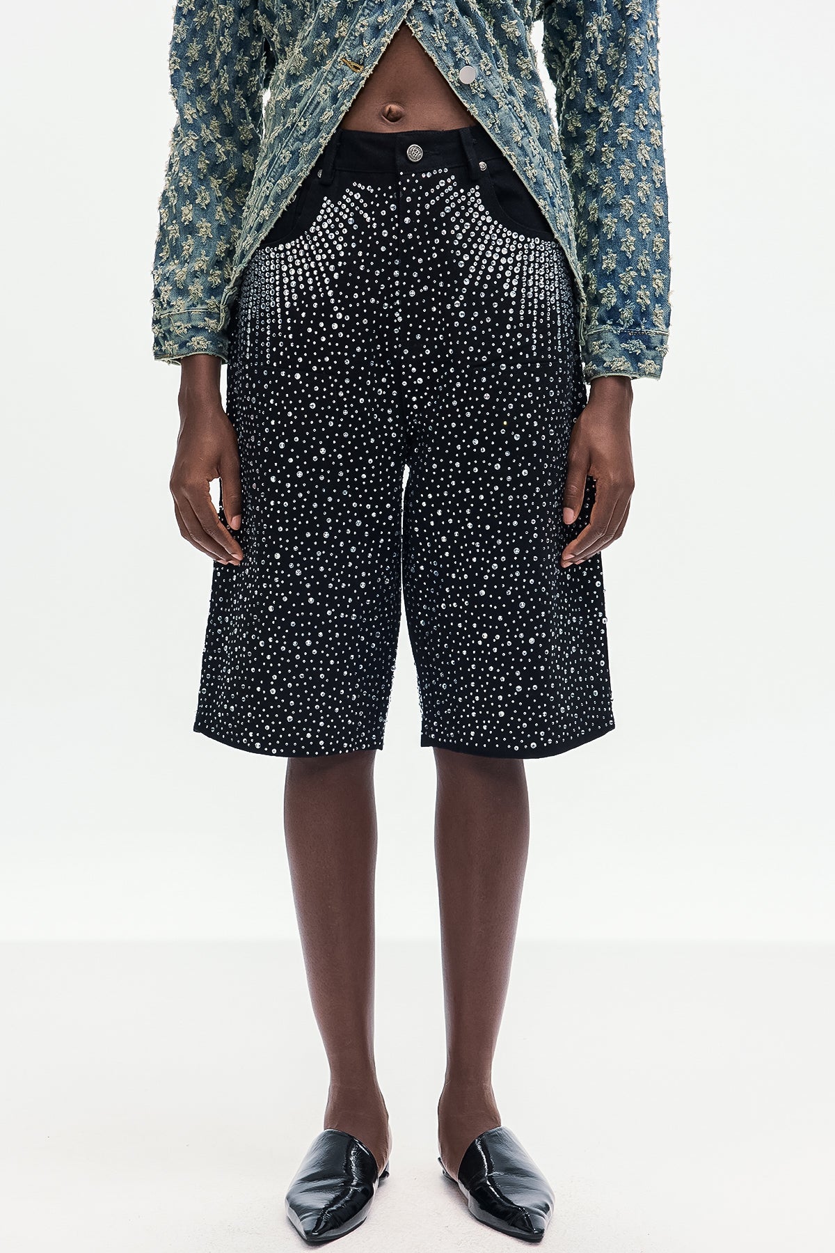 Bonifacy Rhinestone Midi Jeans