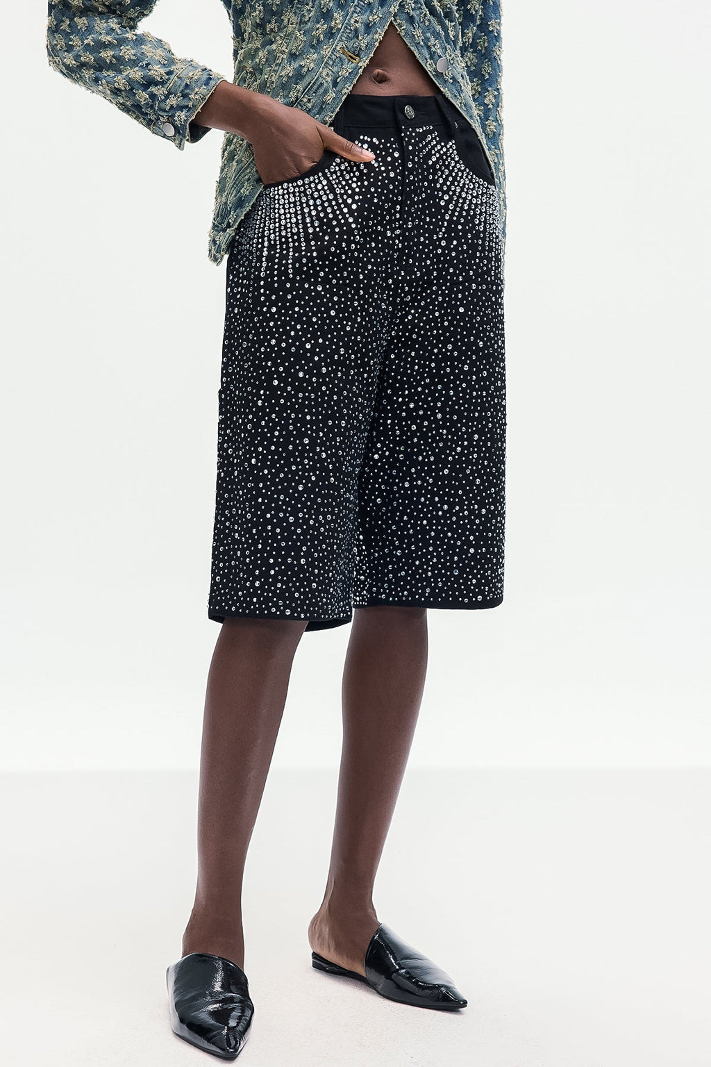 Bonifacy Rhinestone Midi Jeans