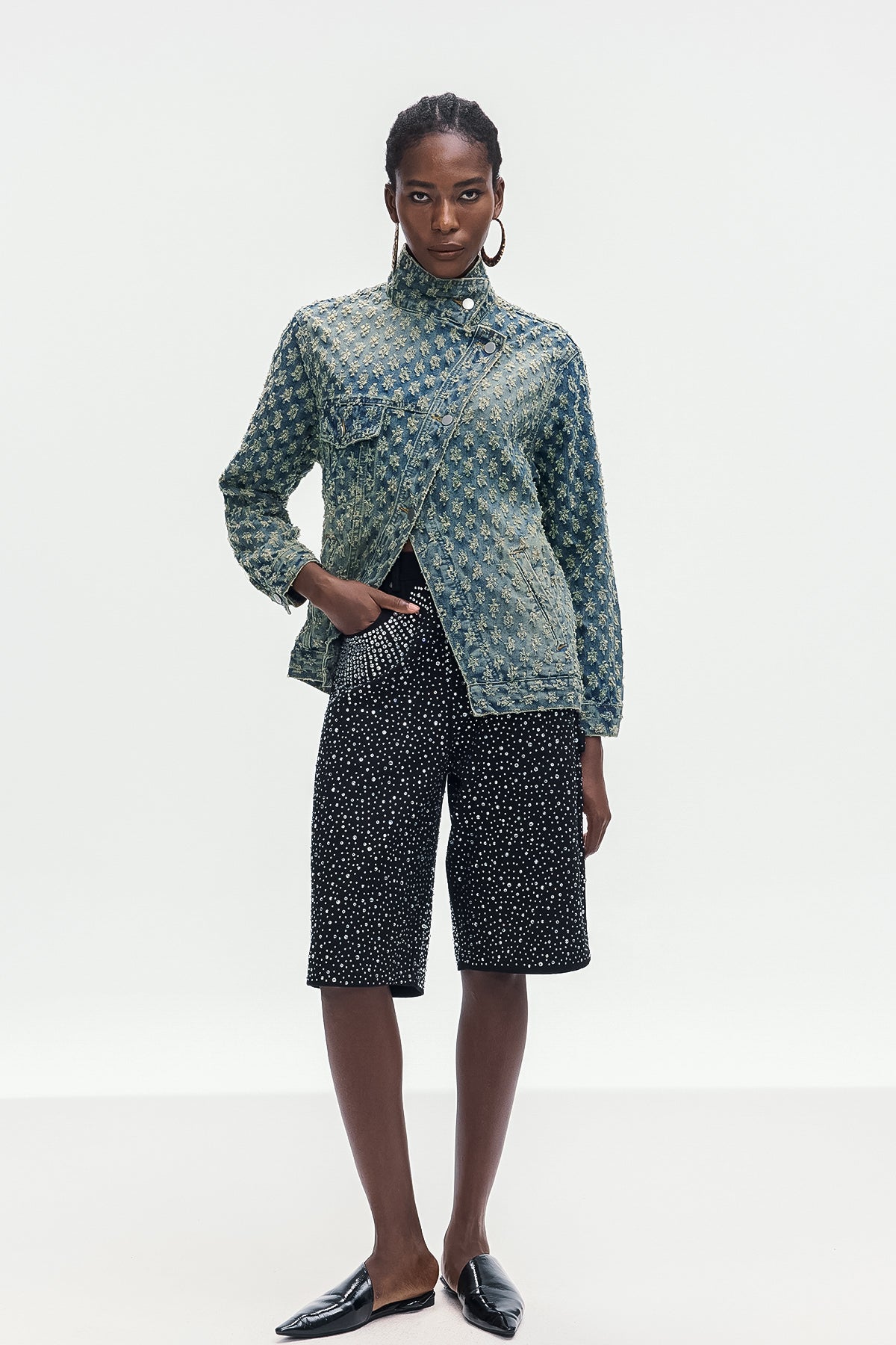 Bonifacy Rhinestone Midi Jeans