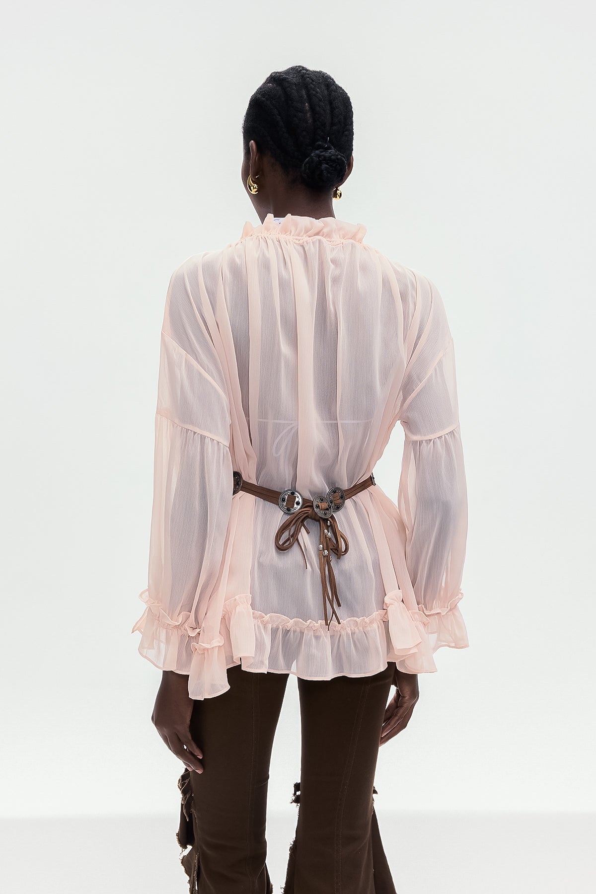 Bonifaz Drawstring Ruffle Shirt In Pink