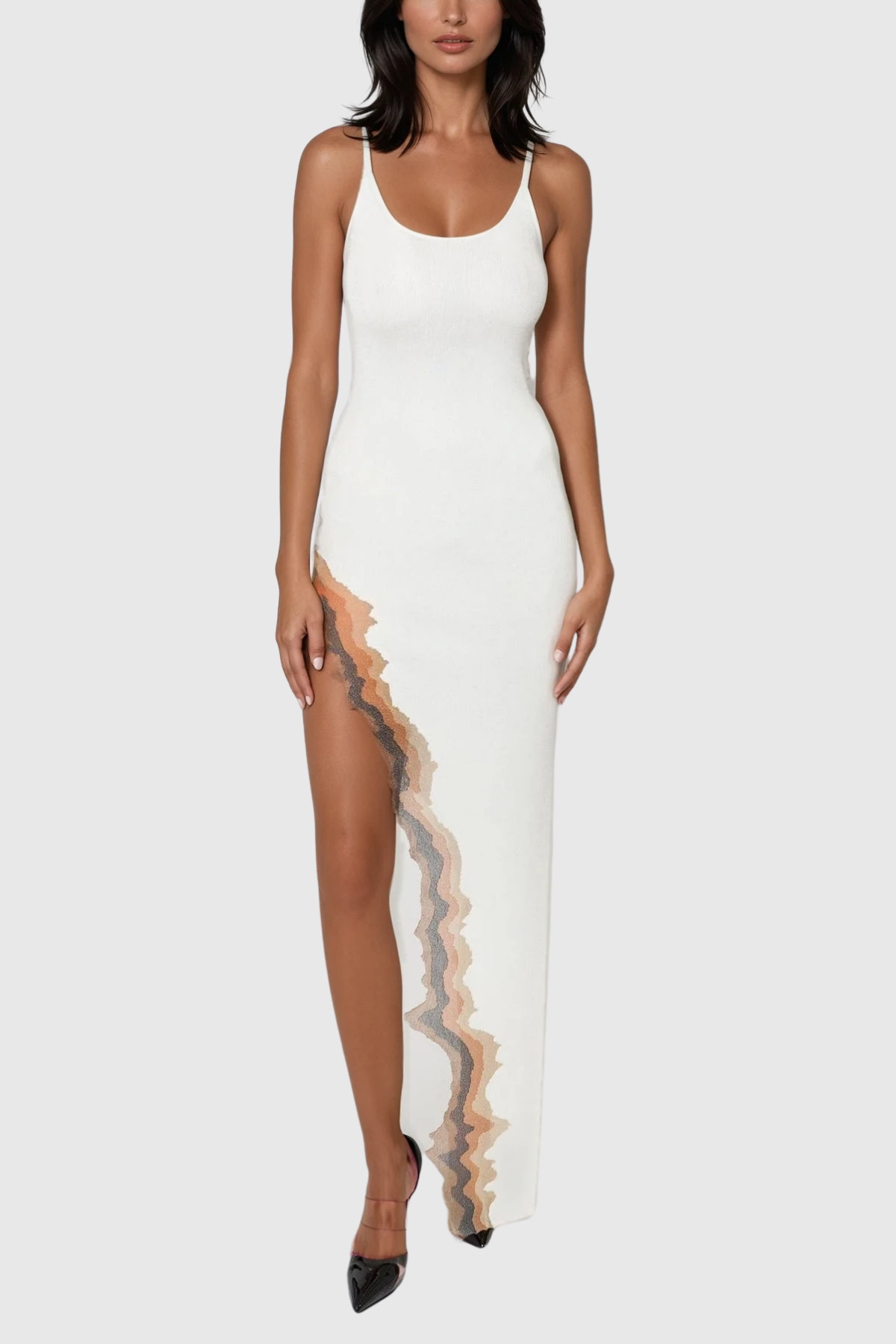 Borja Asymmetric Split Maxi Dress In White