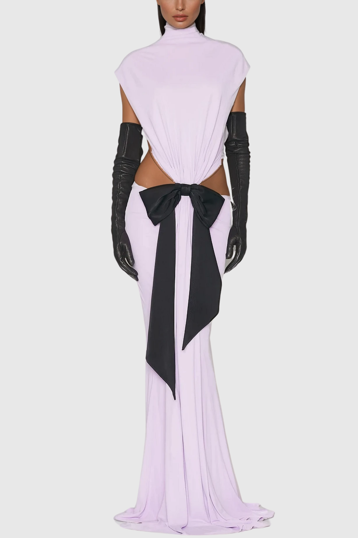 Borys Lace Up Cutout Bow Maxi Dress