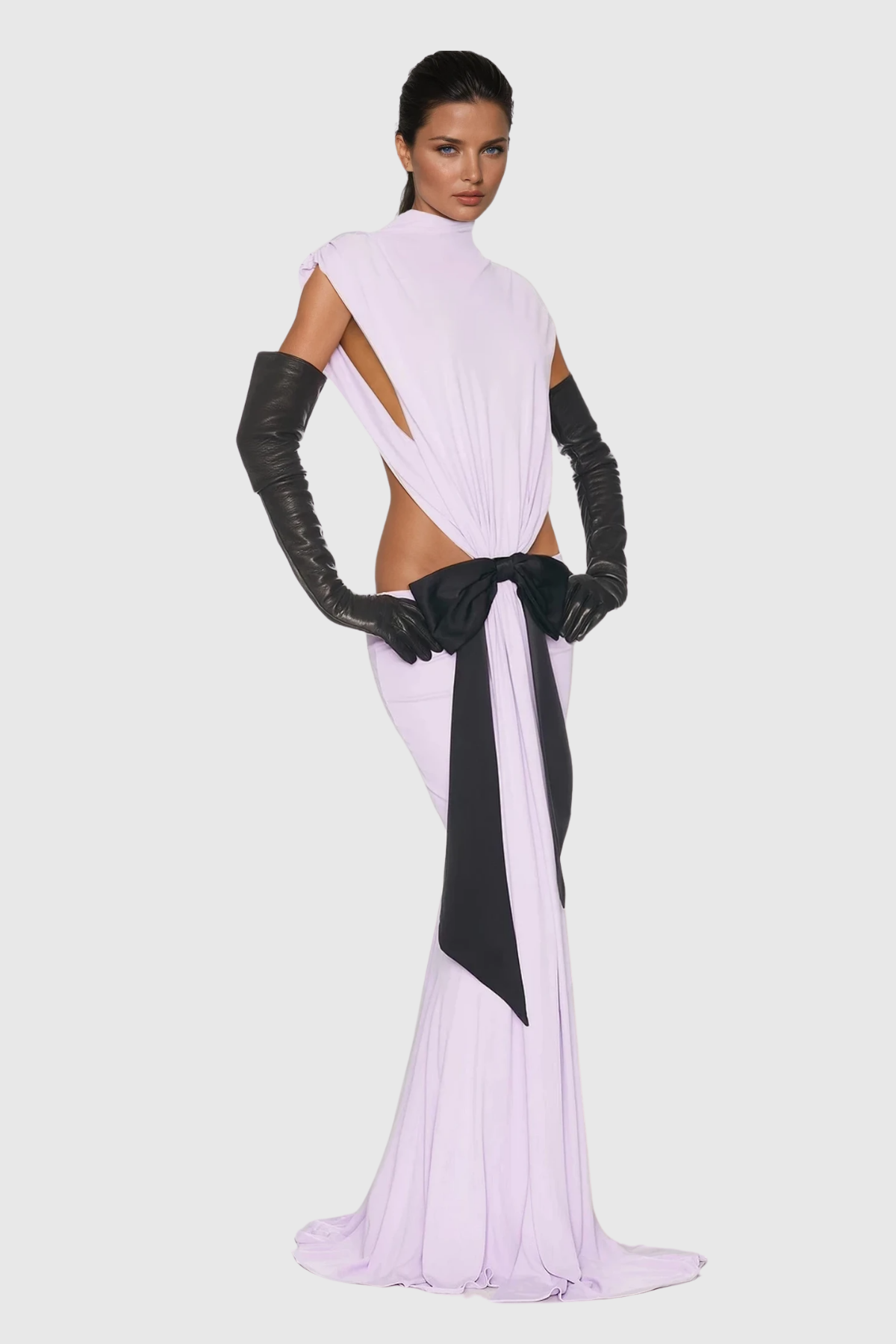 Borys Lace Up Cutout Bow Maxi Dress