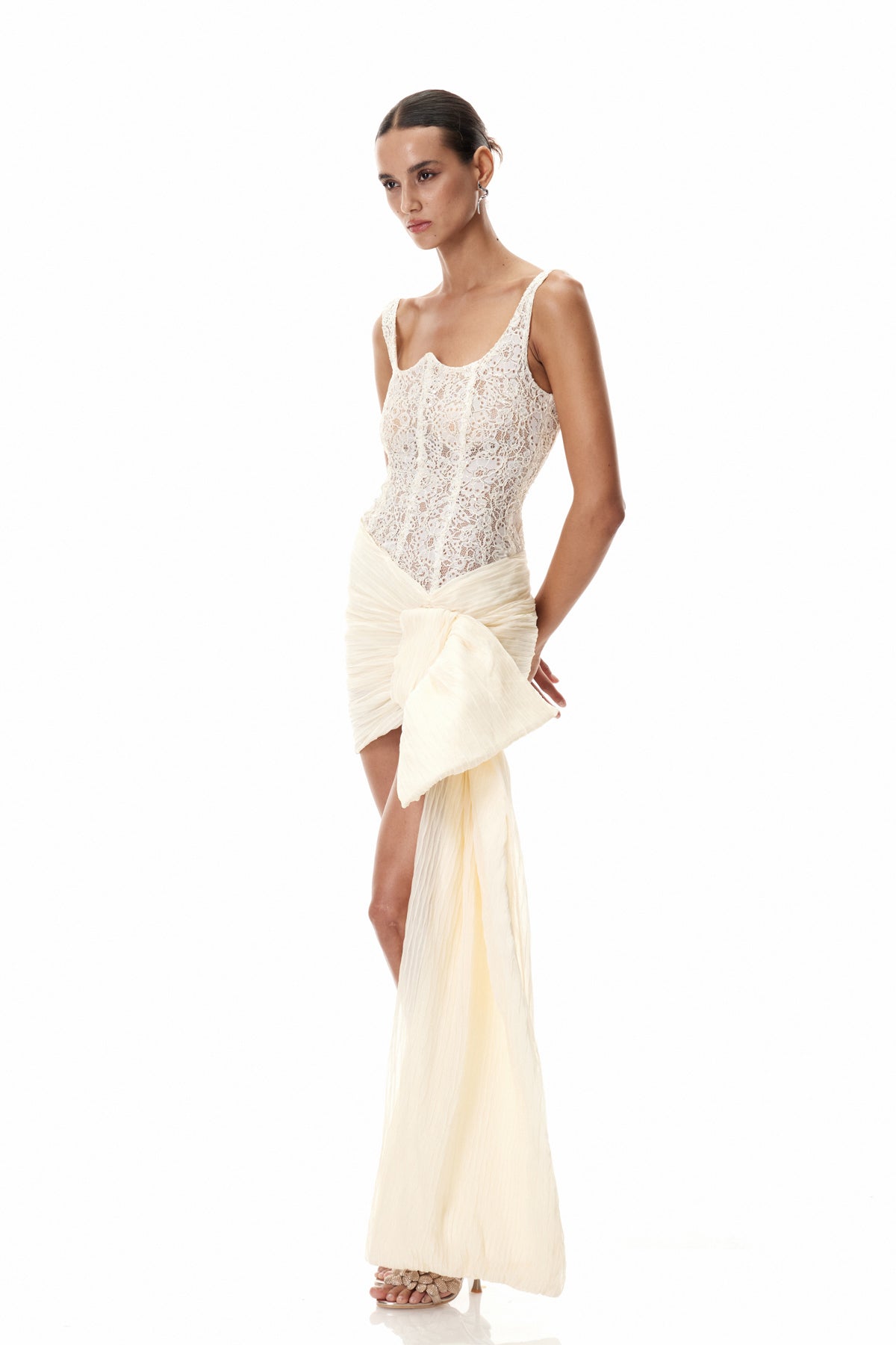 Bosede Bow Lace Corset Mini Dress