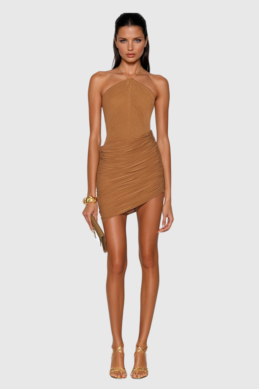 Bosse Ruch Halter Neck Mini Dress