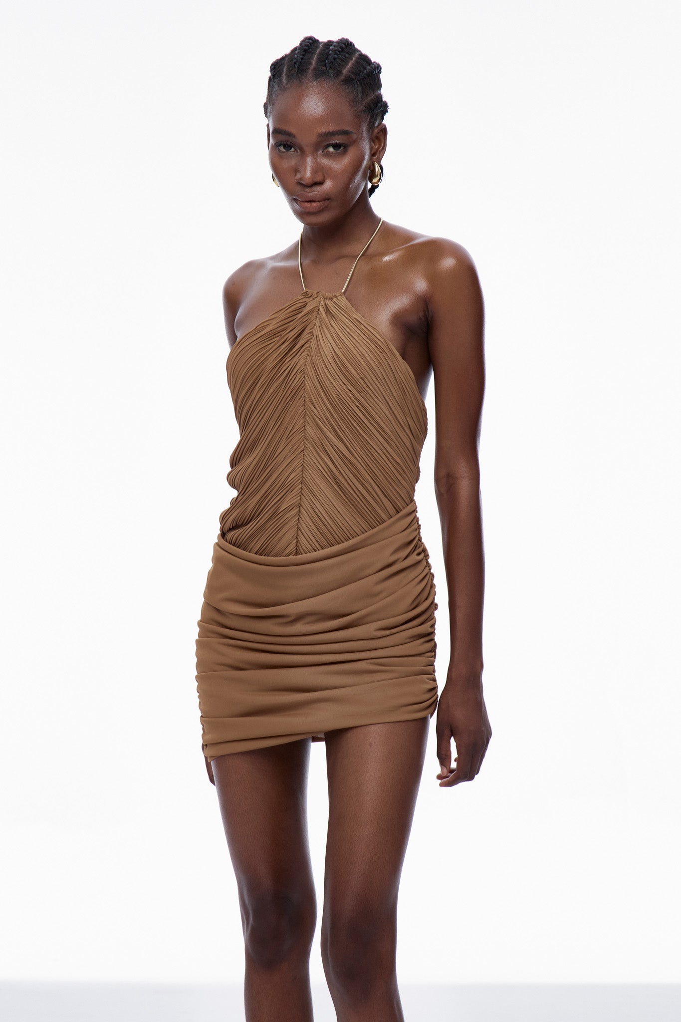 Bosse Ruch Halter Neck Mini Dress