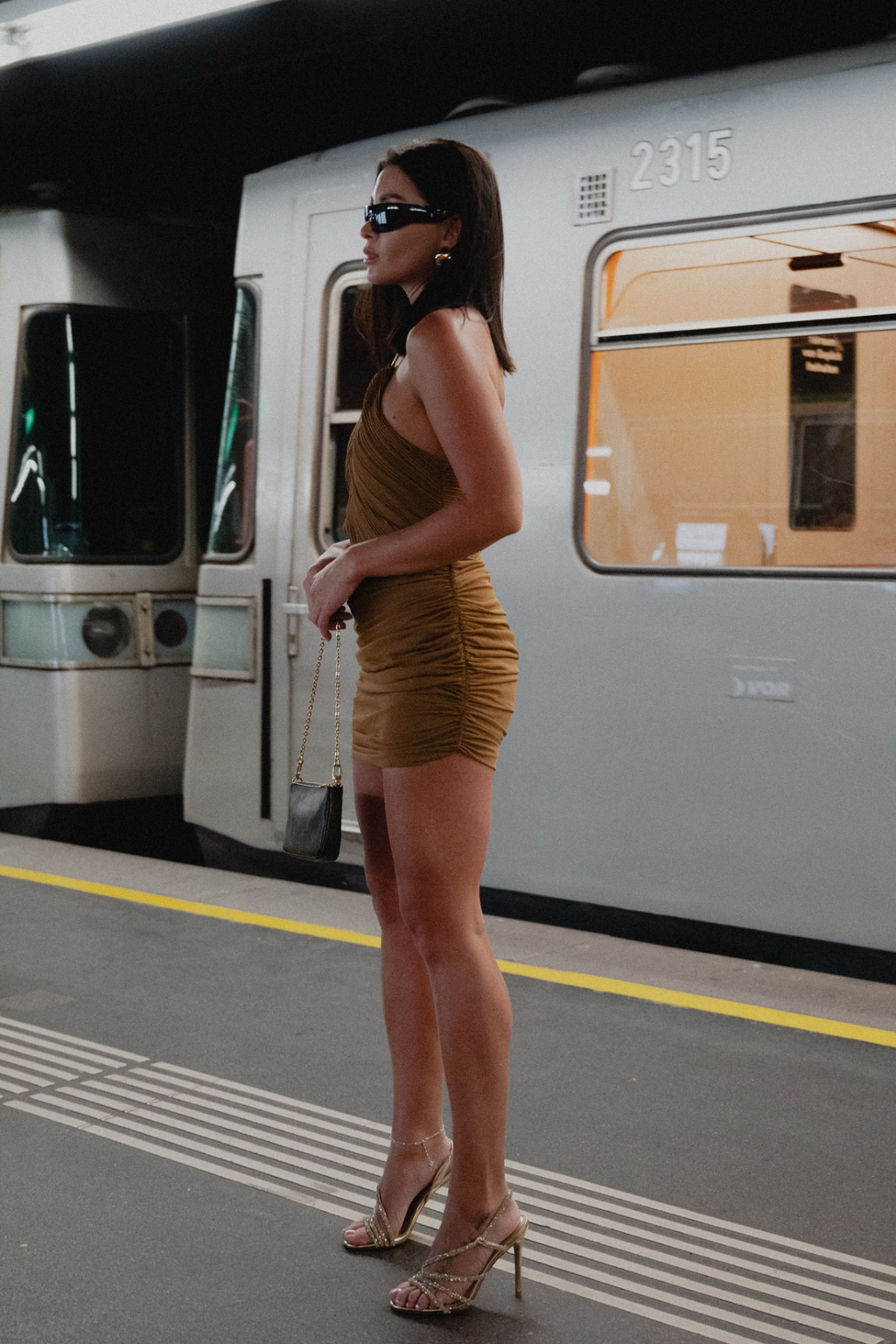 Bosse Ruch Halter Neck Mini Dress