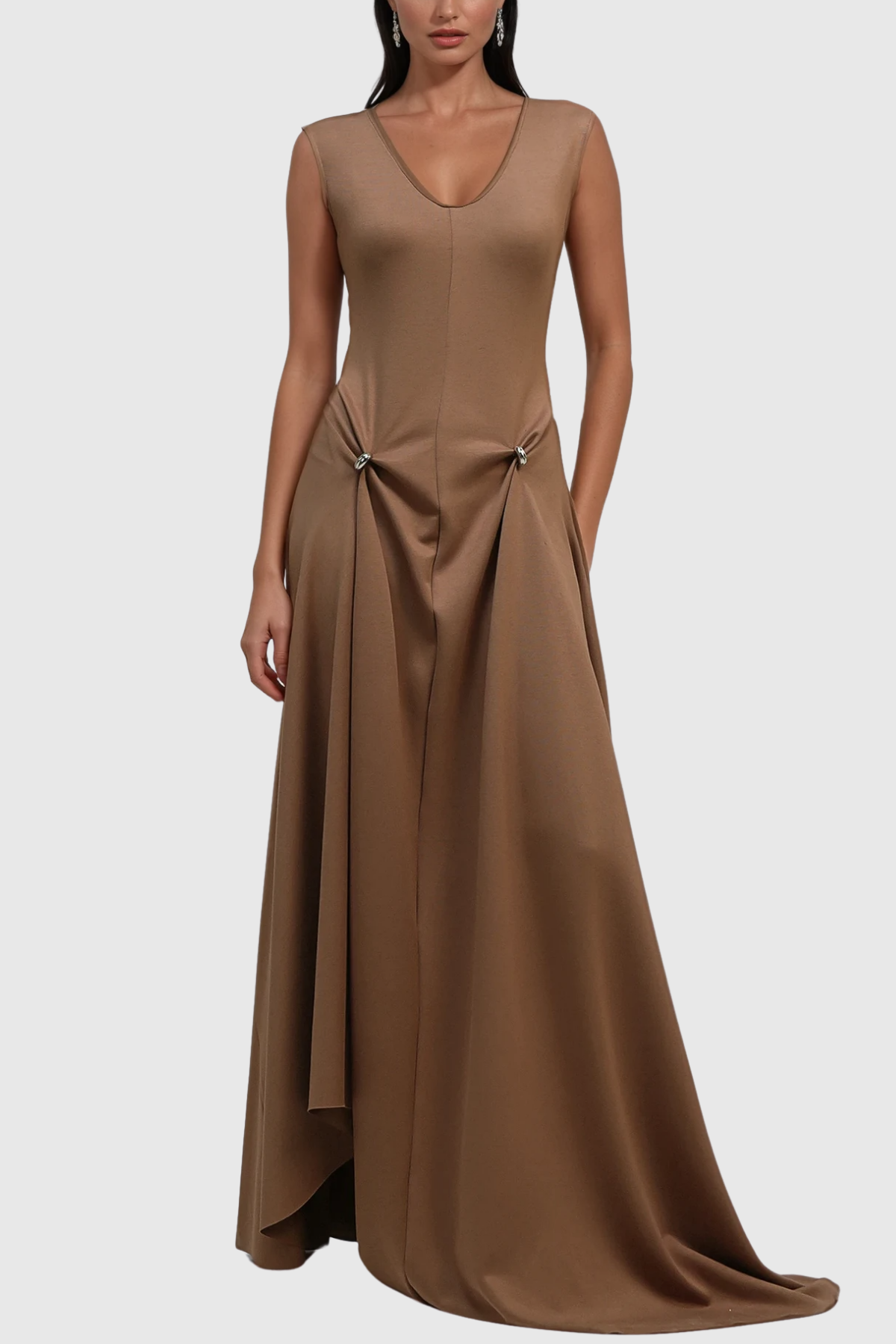 Bragi Sleeveless Asymmetric Maxi Dress