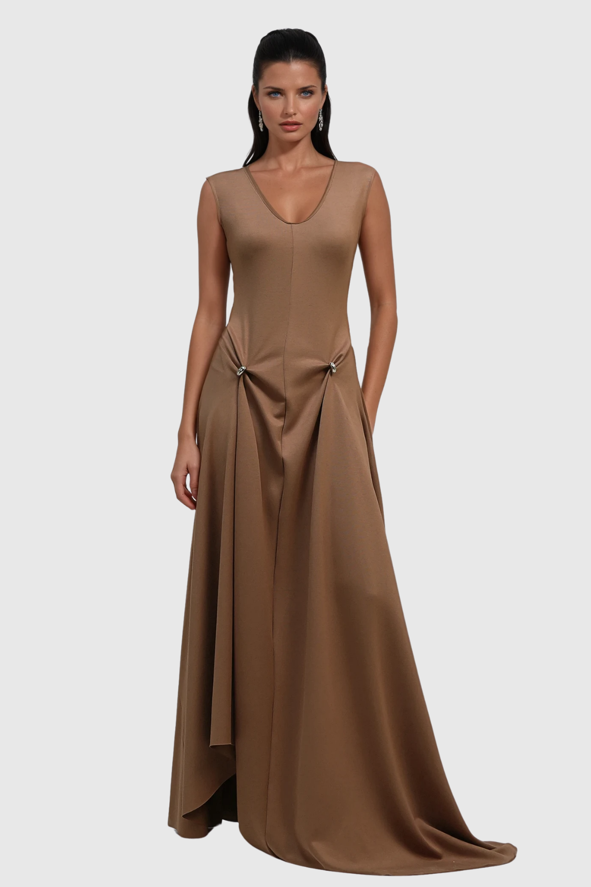 Bragi Sleeveless Asymmetric Maxi Dress