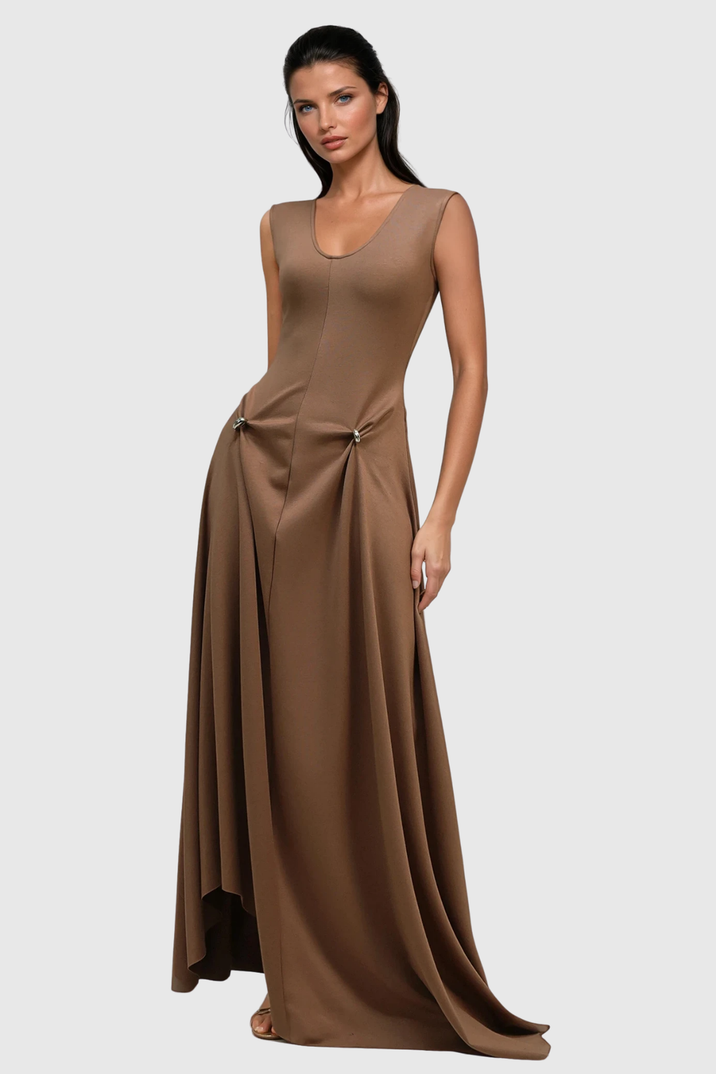 Bragi Sleeveless Asymmetric Maxi Dress