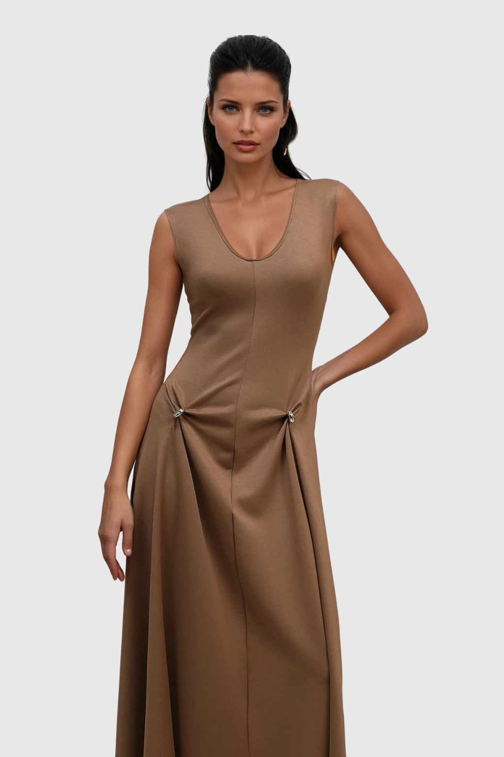 Bragi Sleeveless Asymmetric Maxi Dress