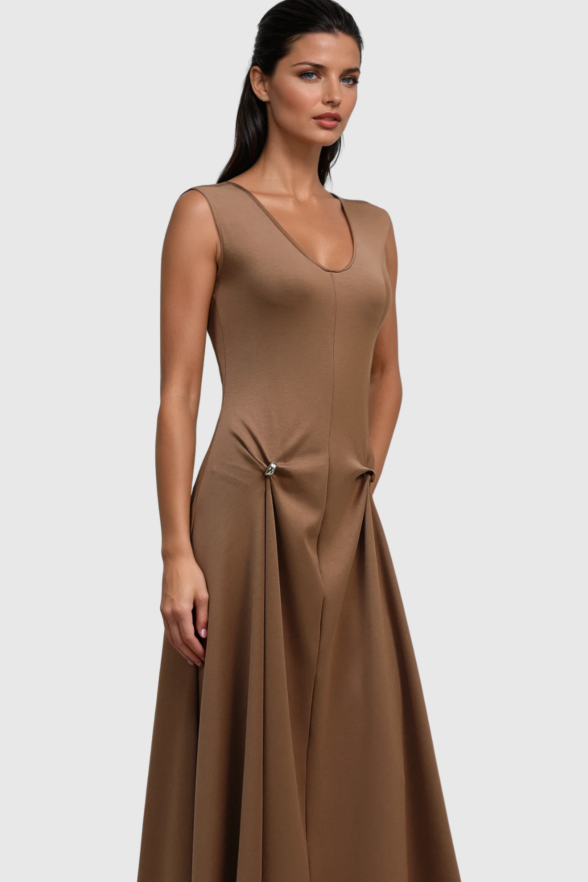 Bragi Sleeveless Asymmetric Maxi Dress
