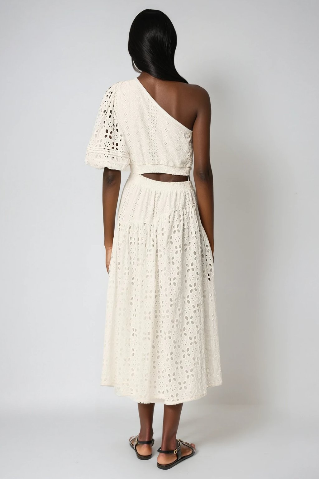 Brahim Asymmetric Cutout Split Midi Dress