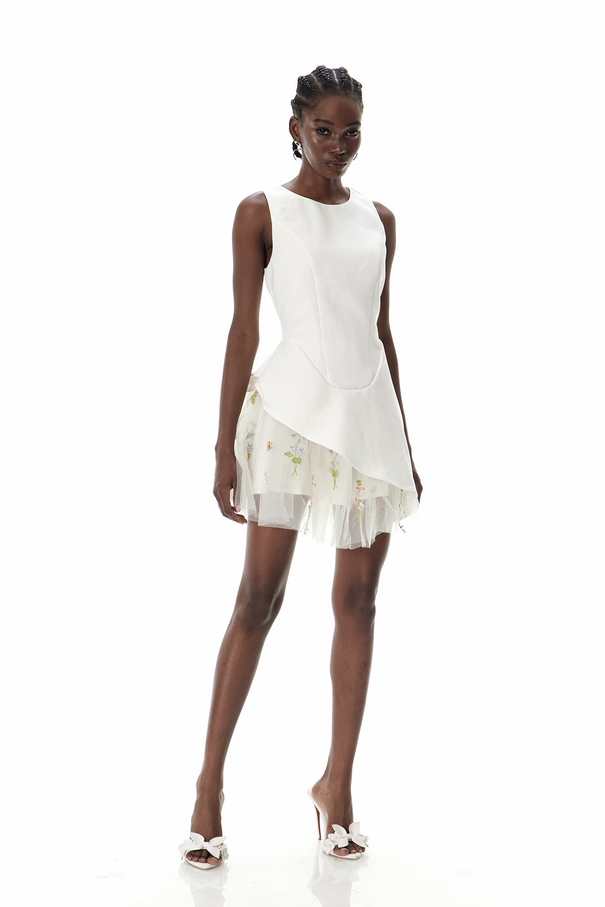 Brais Asymmetric Mesh Mini Dress