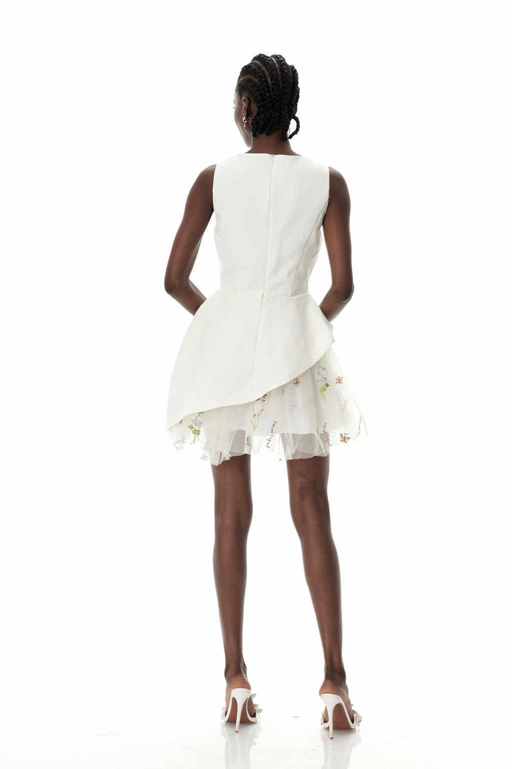 Brais Asymmetric Mesh Mini Dress