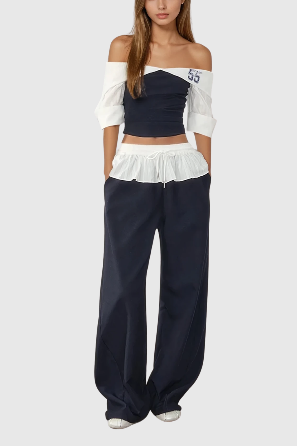 Brajan Off Shoulder Ruffle Pants Set