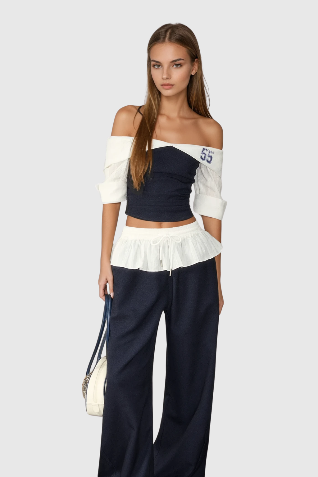 Brajan Off Shoulder Ruffle Pants Set