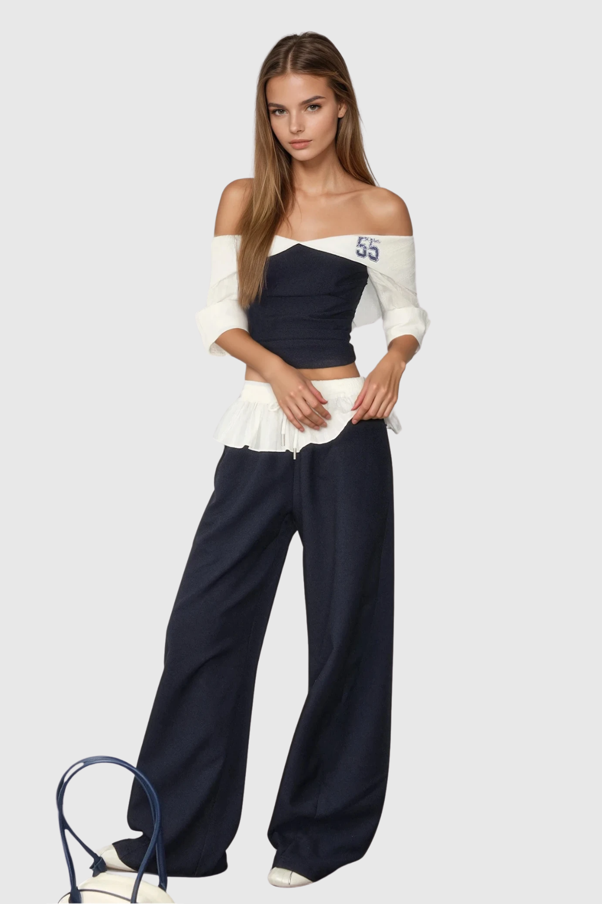 Brajan Off Shoulder Ruffle Pants Set