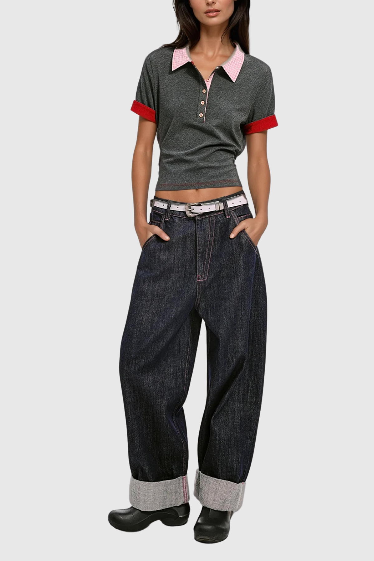 Bran Polo Neck Lace Up T Shirt