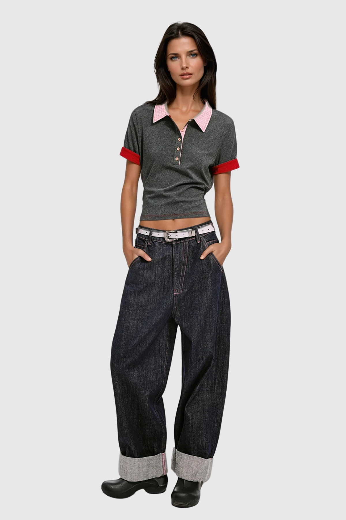 Bran Polo Neck Lace Up T Shirt