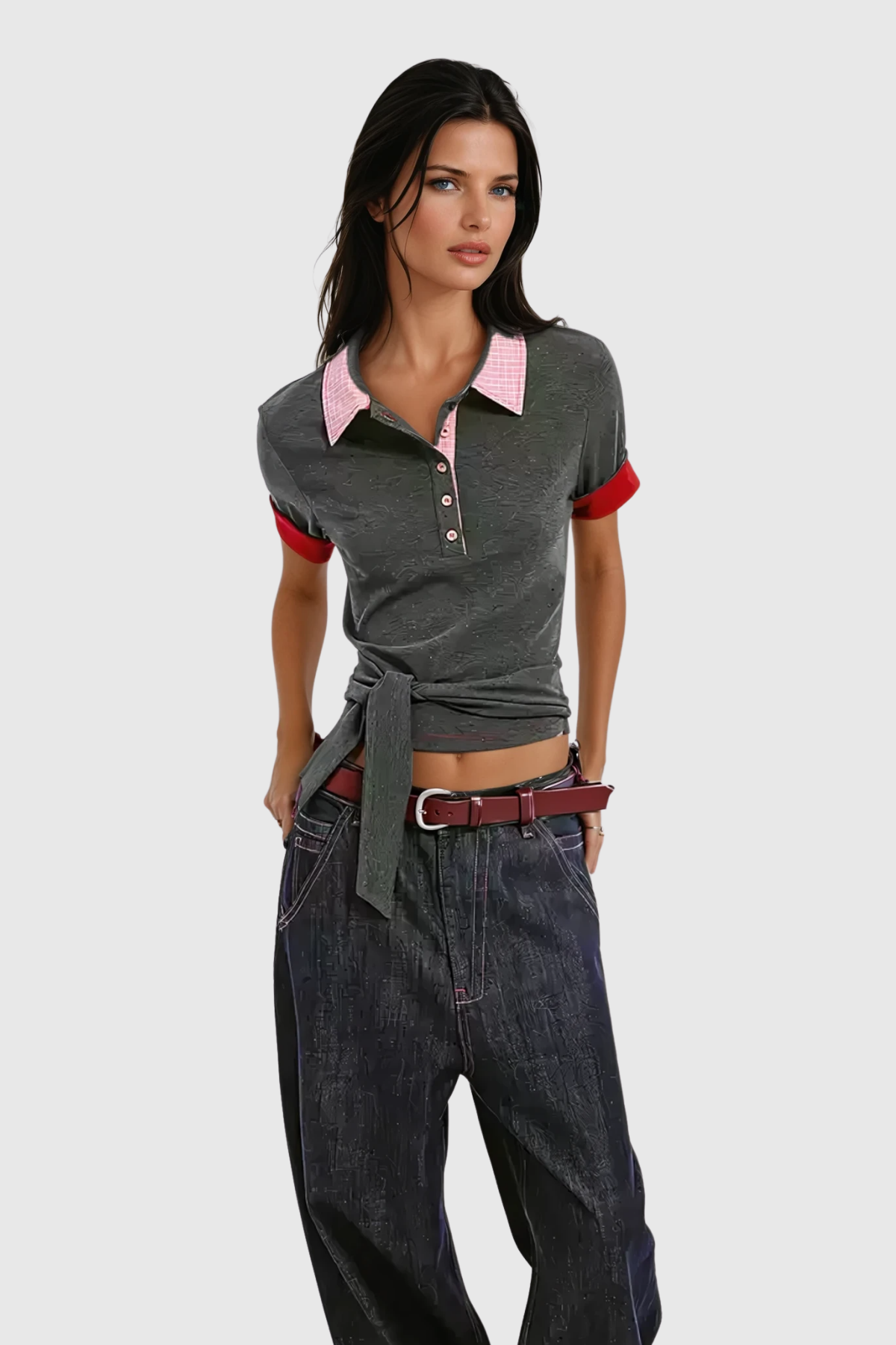 Bran Polo Neck Lace Up T Shirt