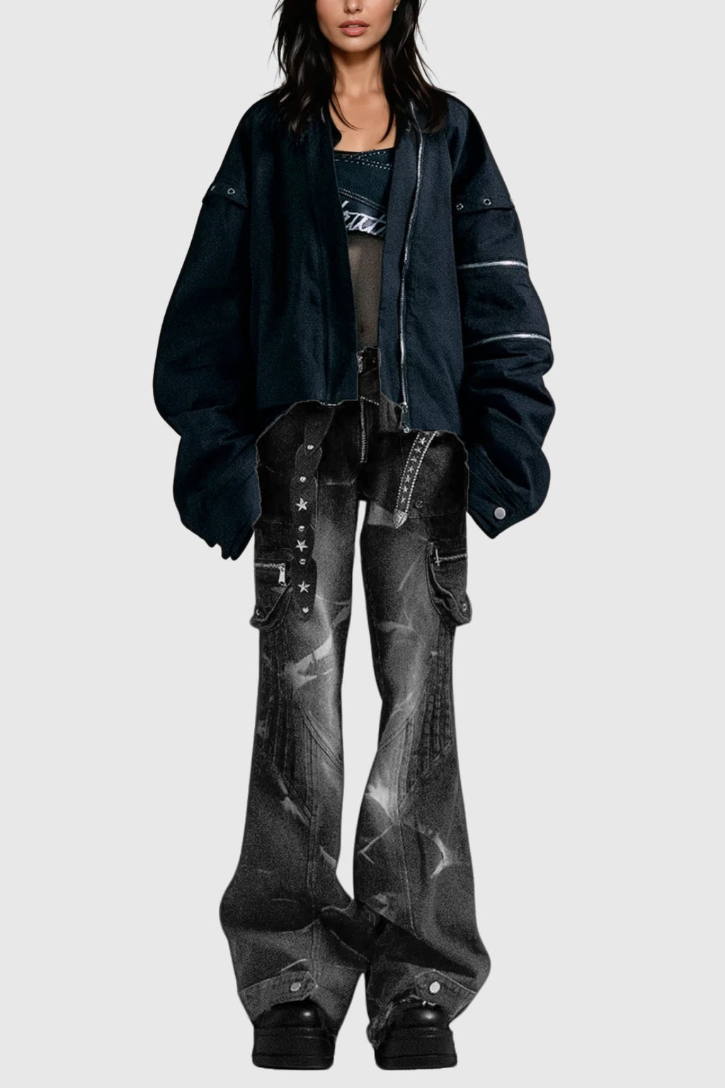 Brandee Embellished Print Bootcut Jeans