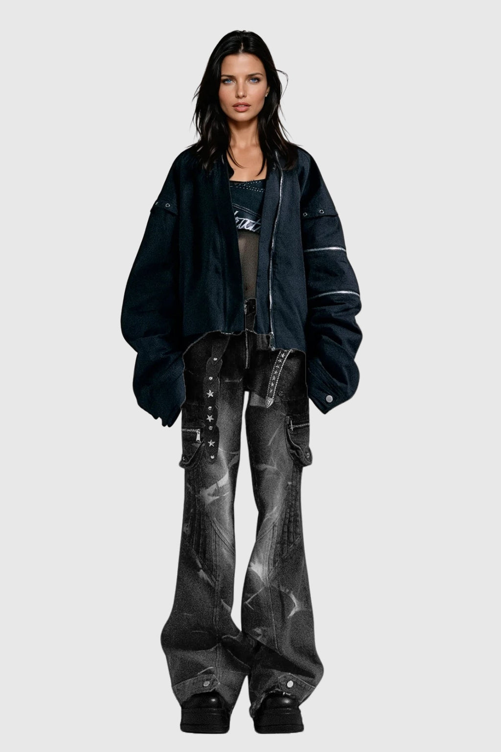 Brandee Embellished Print Bootcut Jeans