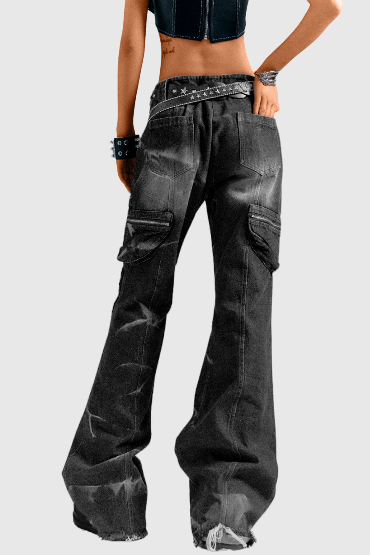 Brandee Embellished Print Bootcut Jeans