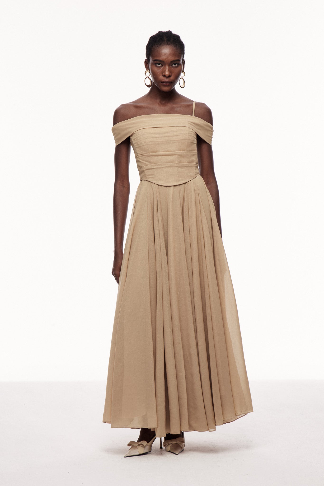 Brandon Corset Ruffle Maxi Dress