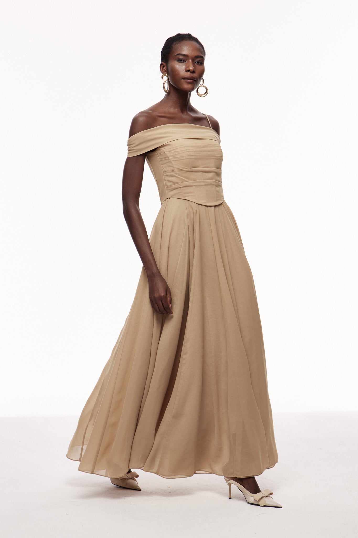 Brandon Corset Ruffle Maxi Dress