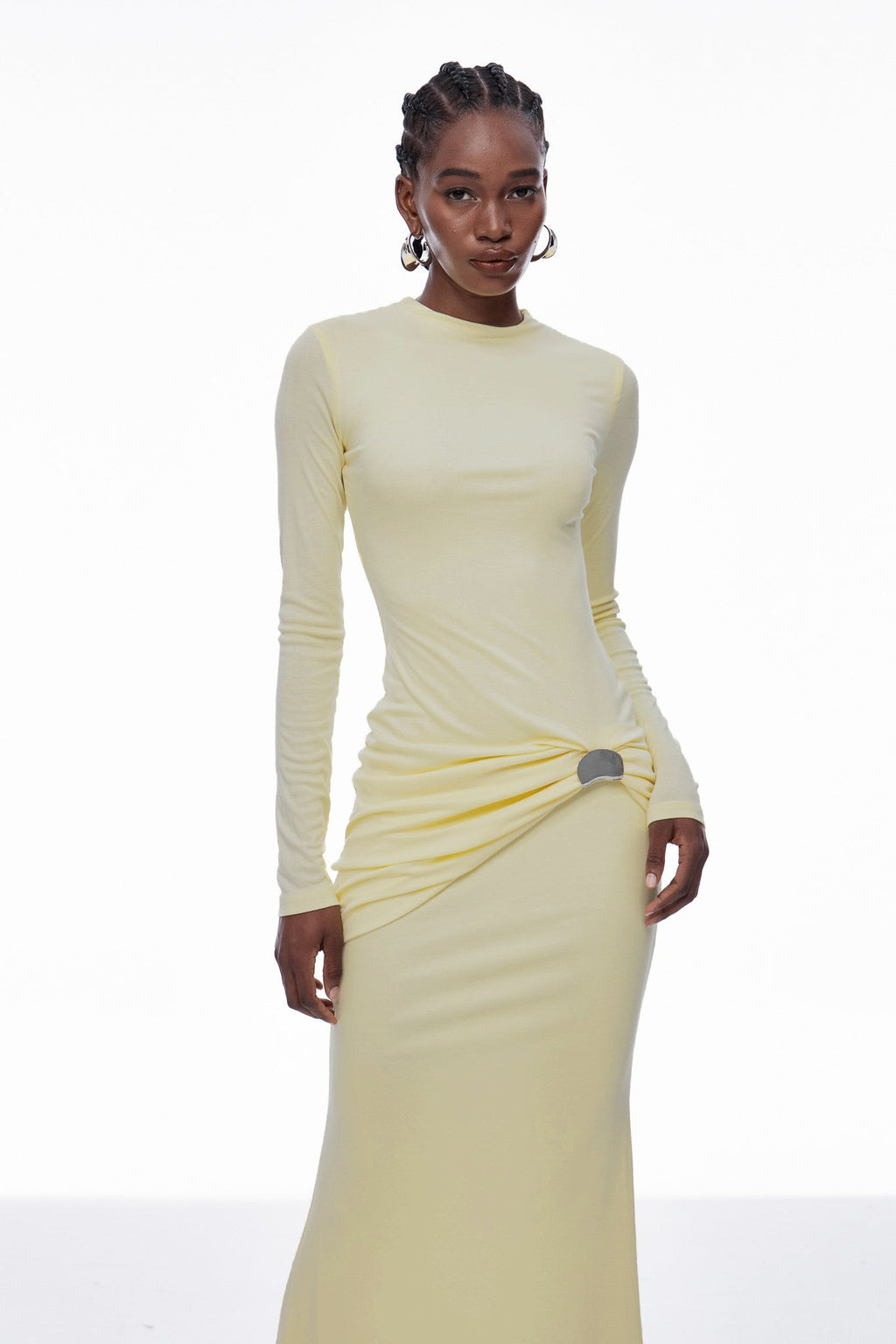 Brandr Ruch Bodycon Maxi Dress In Yellow
