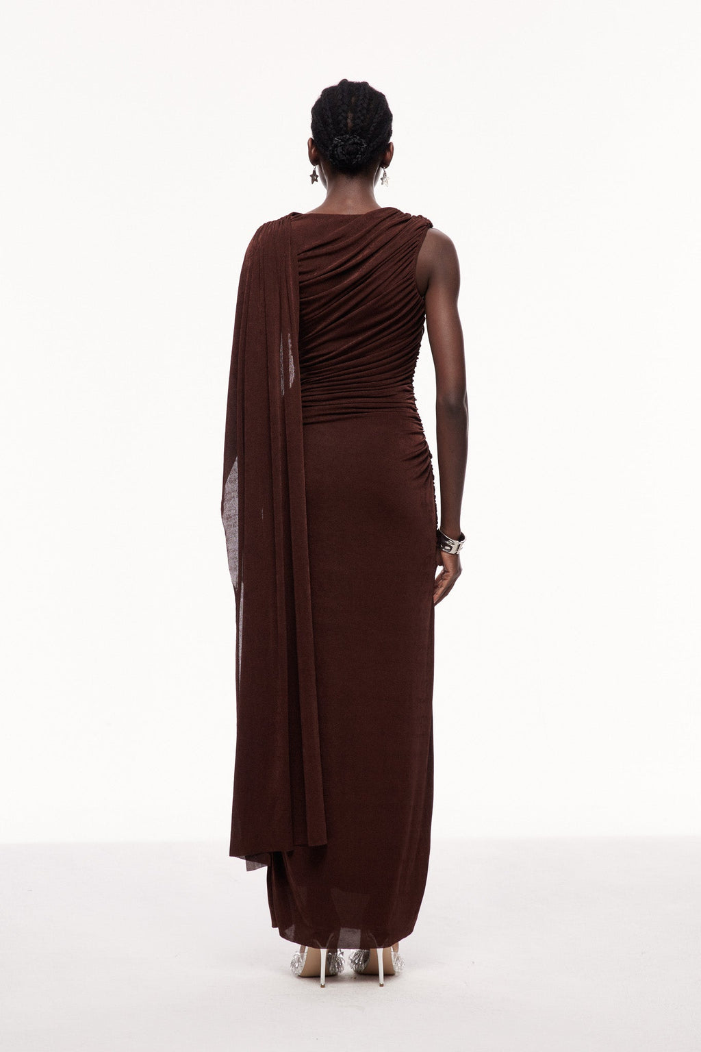 Brandt Ruch Shawl Maxi Dress In Brown