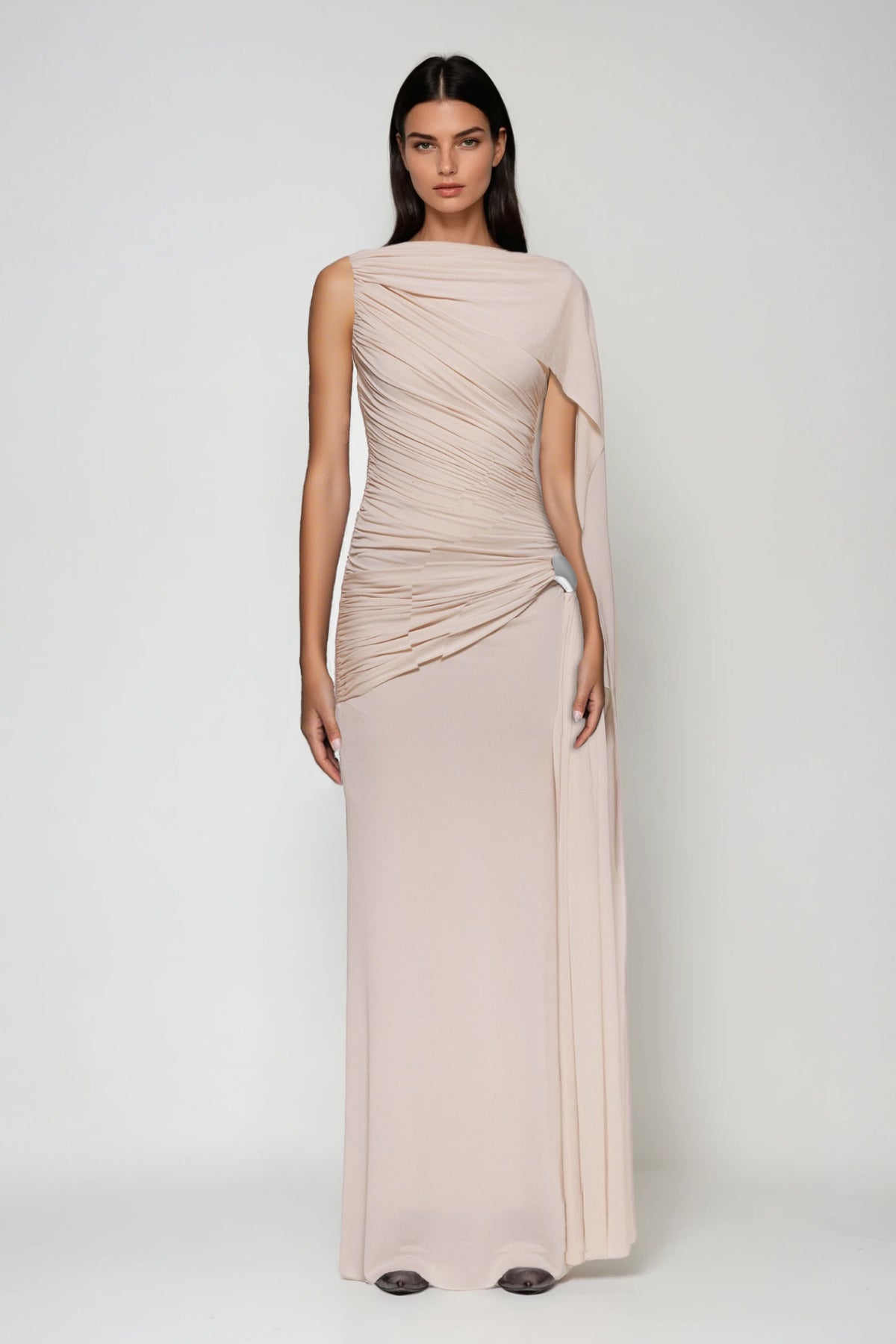 Brandt Ruch Shawl Maxi Dress In Pink