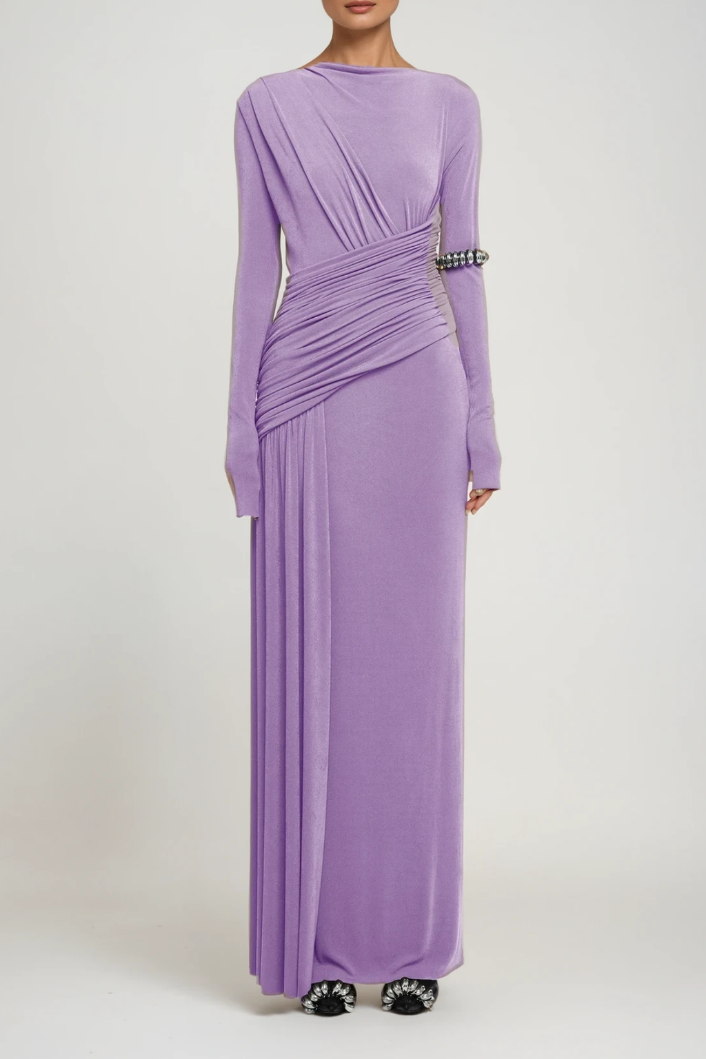 Cabdirashiid Ruch Asymmetric Maxi Dress In Purple