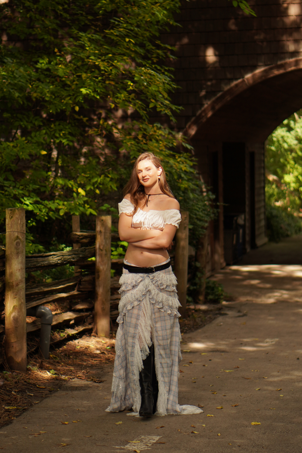 Cadoc Lace Up Crop Skirt Set