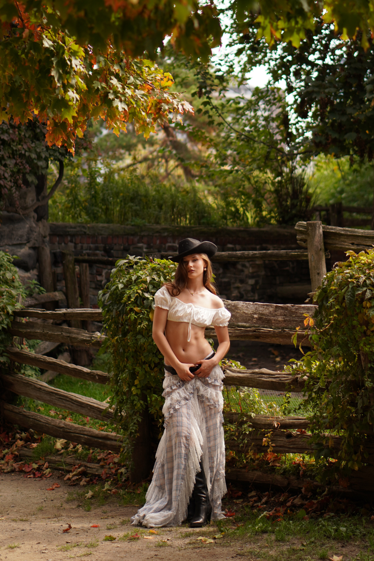 Cadoc Lace Up Crop Skirt Set