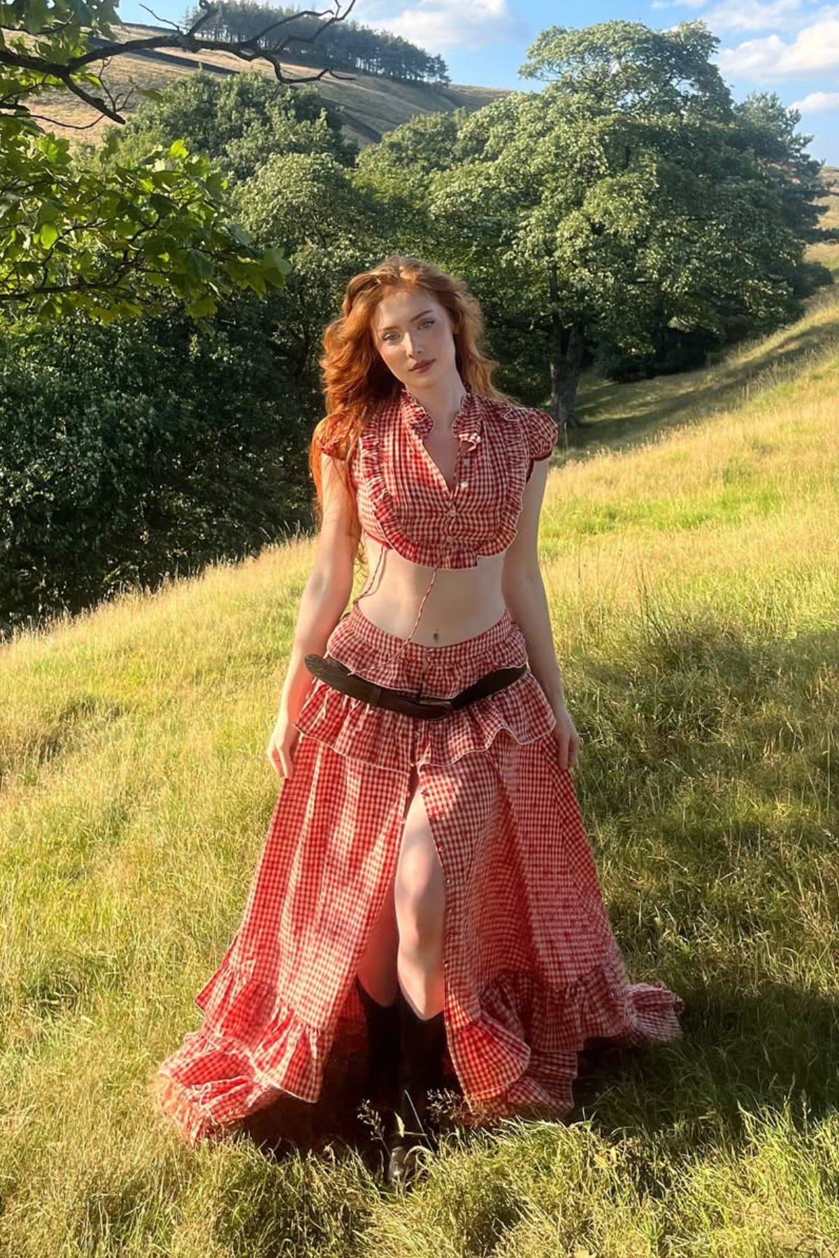 Cadogan Grid Crop Skirt Set