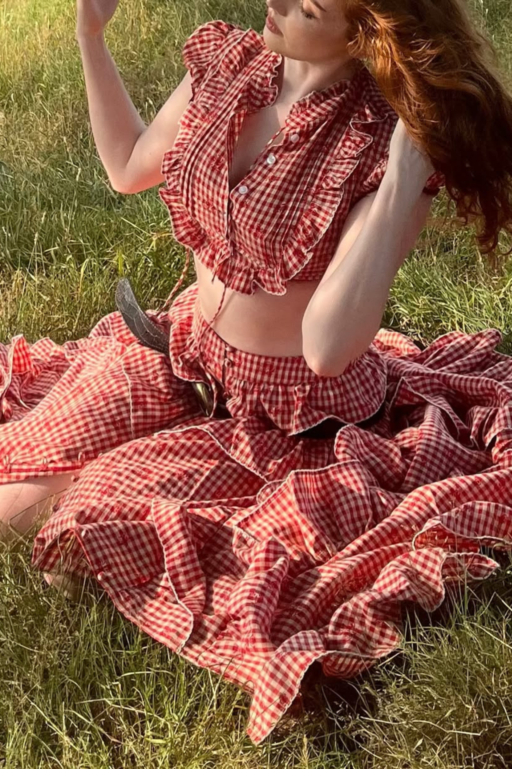 Cadogan Grid Crop Skirt Set