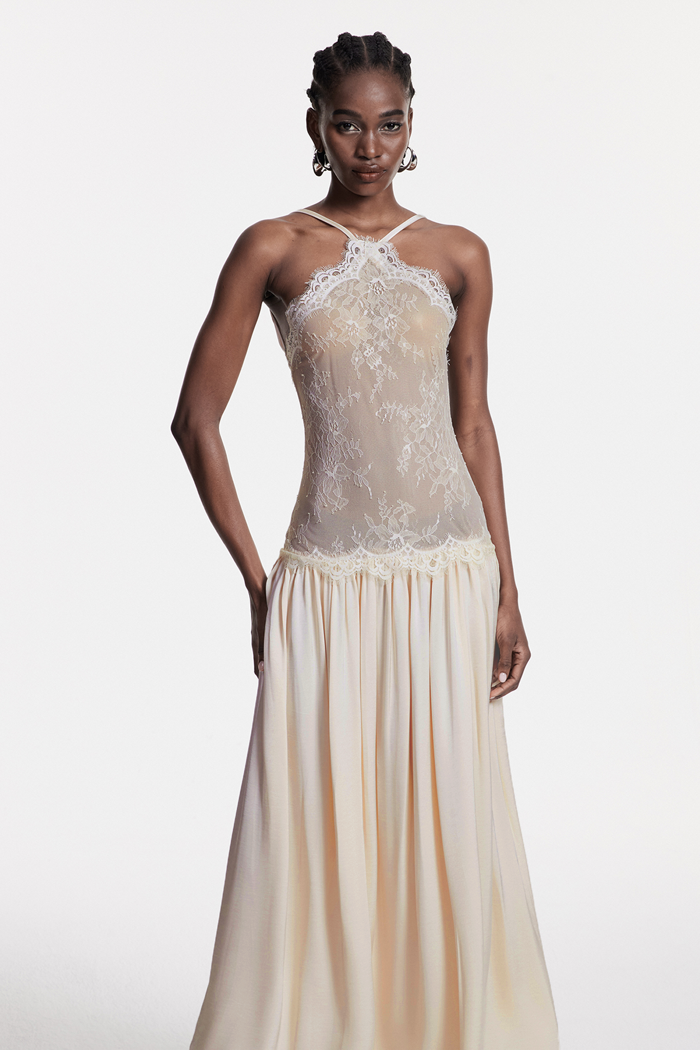 Cadwalader Lace Floral Ruch Maxi Dress