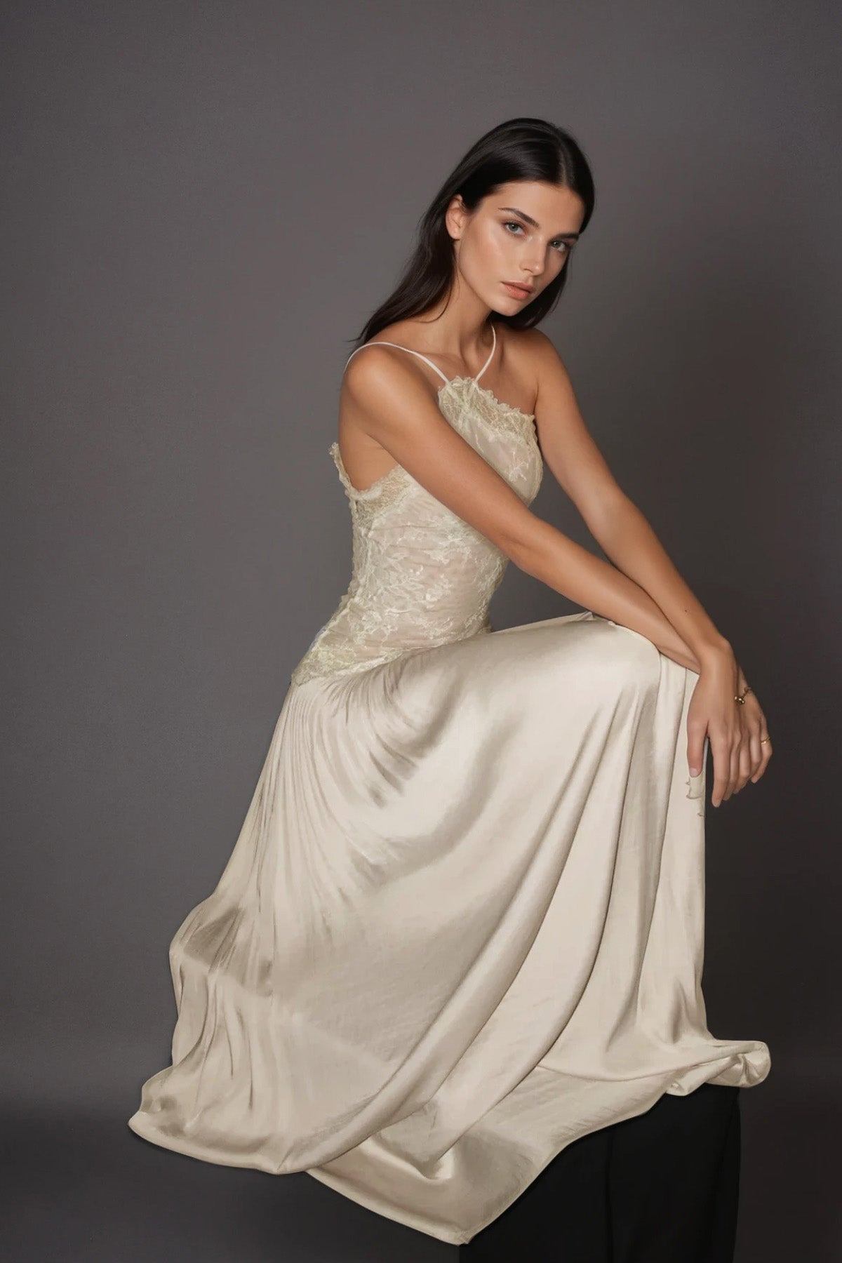 Cadwalader Lace Floral Ruch Maxi Dress