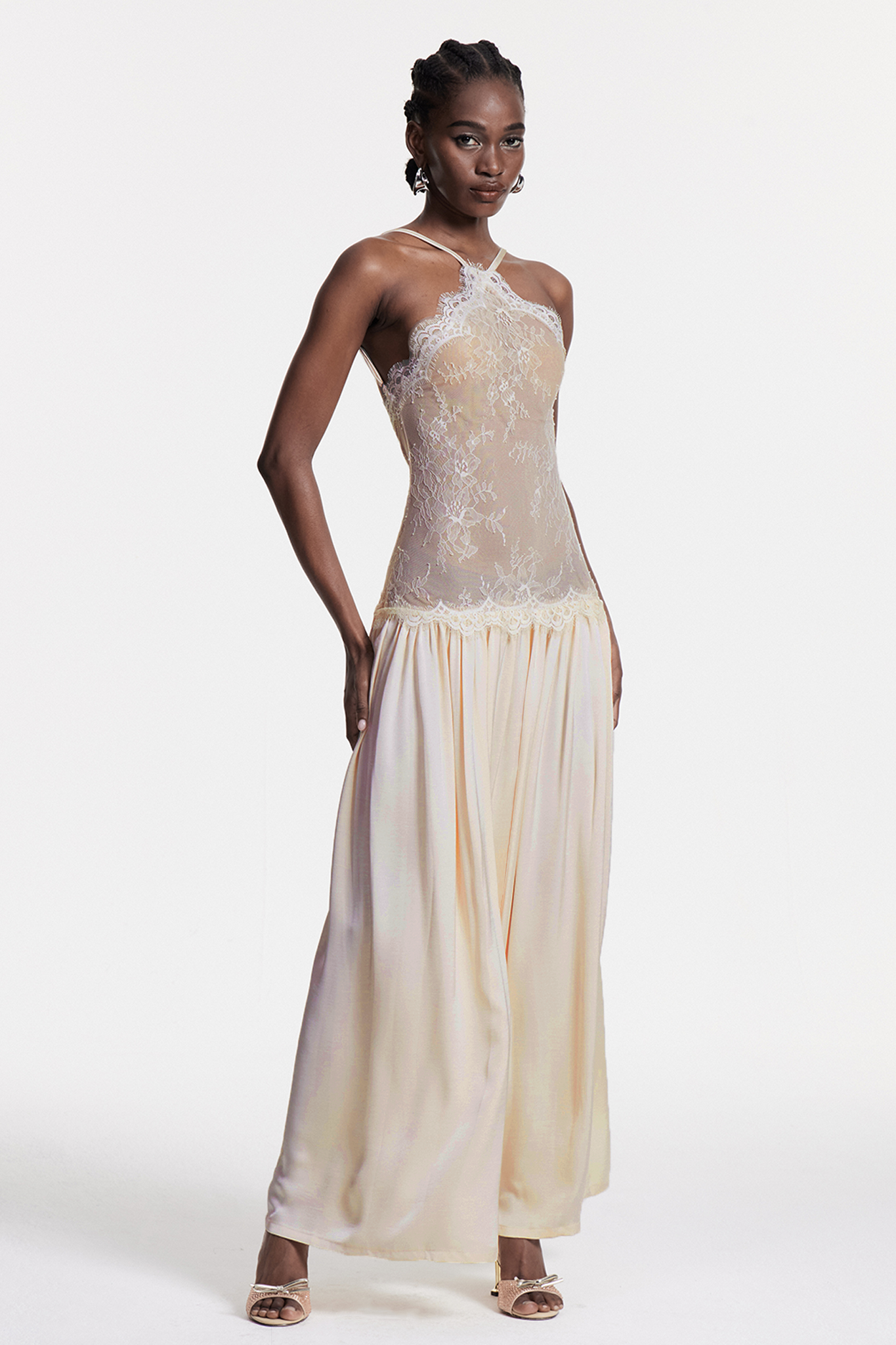 Cadwalader Lace Floral Ruch Maxi Dress