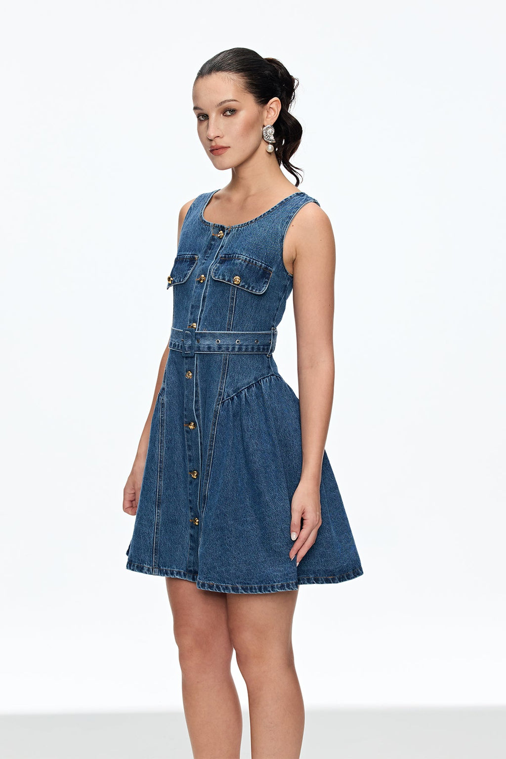 Caelia Sleeveless Denim Mini Dress