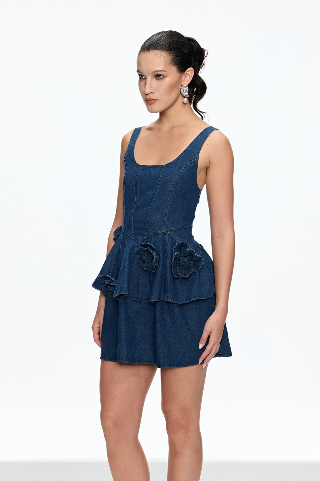 Caelie Corset Flower Ruffle Mini Dress