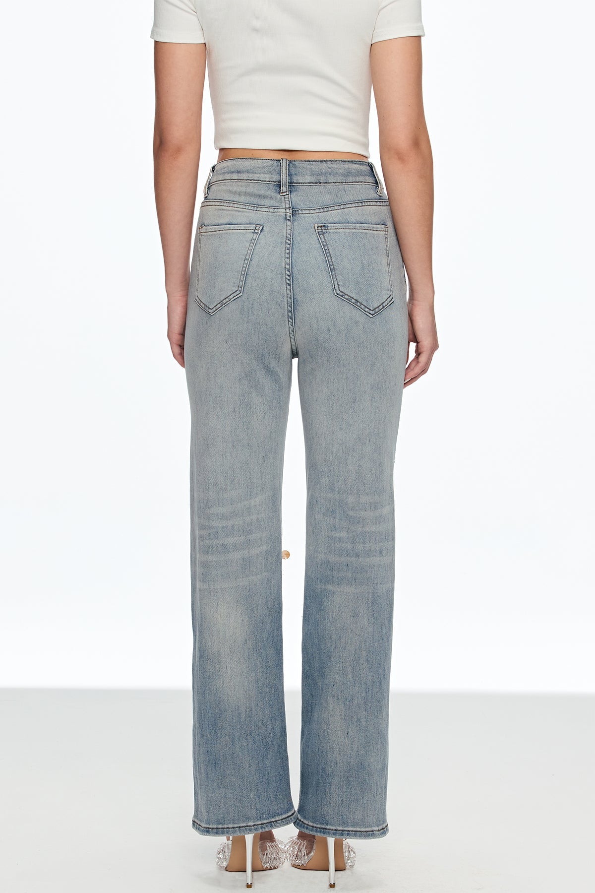 Caelinus Embroidered Flower Cutout Jeans