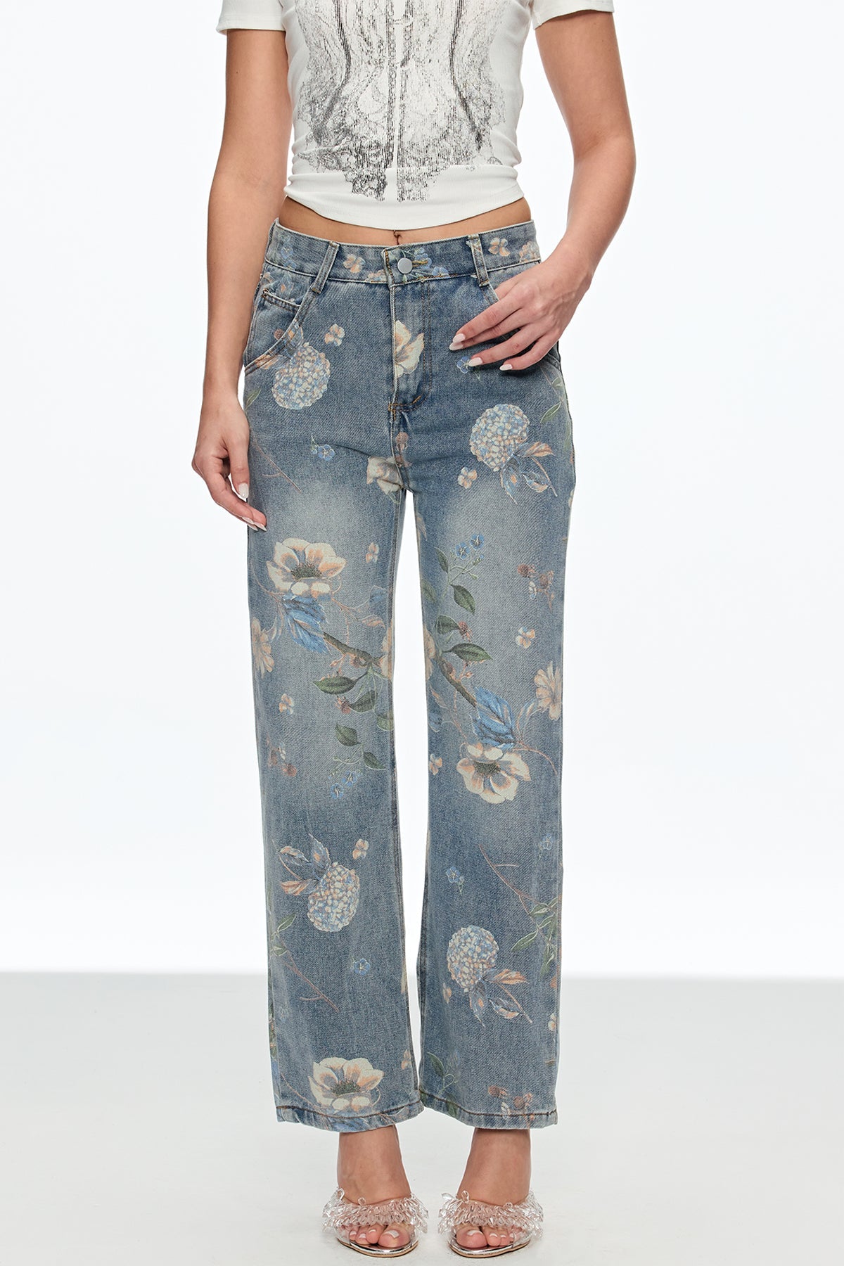 Caelius Floral Wide Leg Jeans