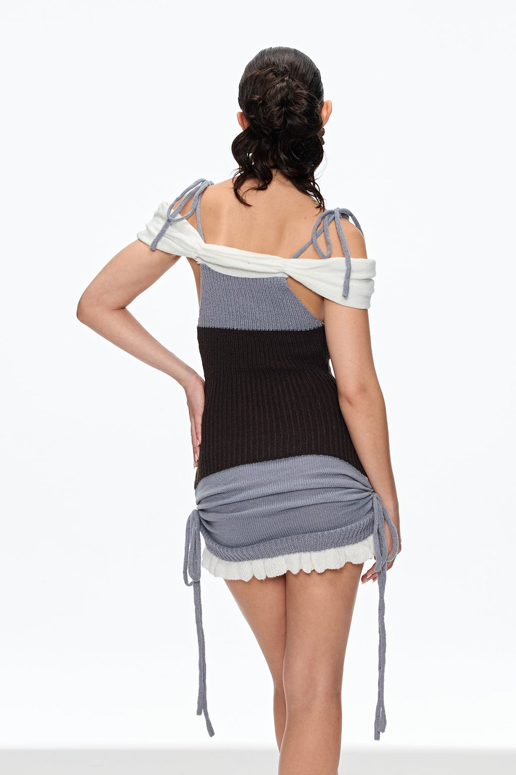 Caerwyn Lace Up Ruch Knit Mini Dress